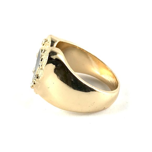 Black Enamel Heart Gold Tone CZ Ring Size 9.25 - Picture 3 of 4